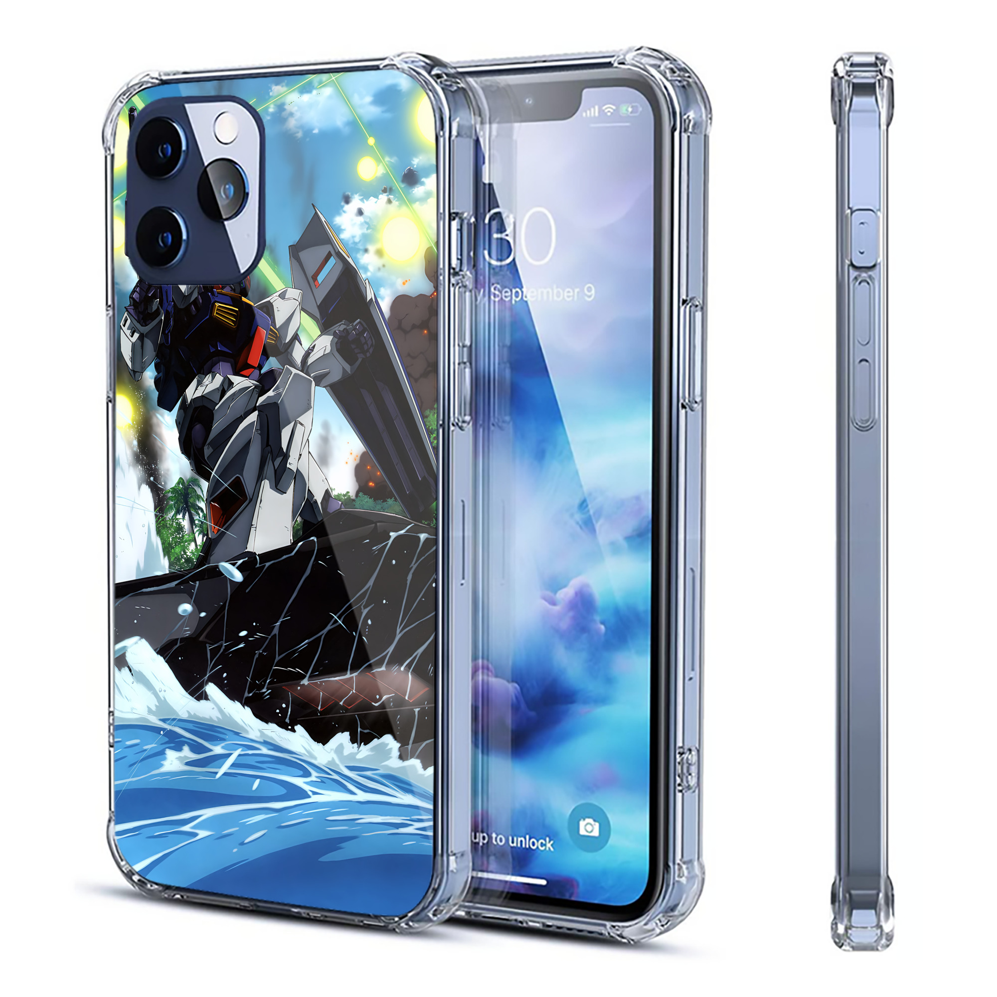 （画像用） 機動戦士ガンダム Mobile Suit Gundam 【iPhone 12シリーズ対応】透明スマホケース（クリアソフトケース）